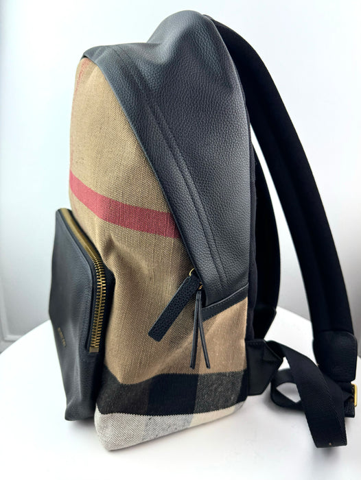 Burberry Abbeydale Backpack House Check Canvas and Leather Medium