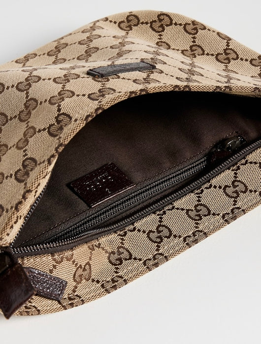 Gucci Monogram Web Small Flat Messenger Crossbody Dark Brown