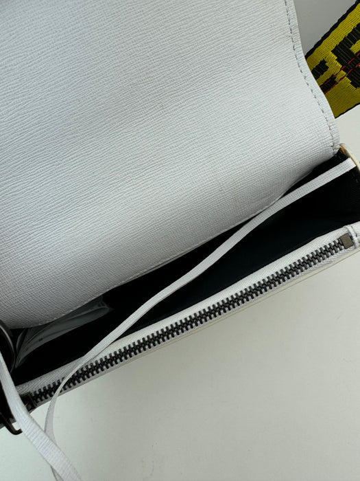 Off White Mini Binder Clip Leather Crossbody bag