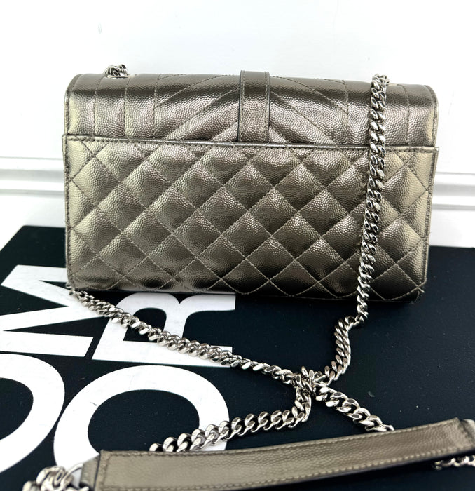 Saint Laurent Envelope Small Metallic Silver