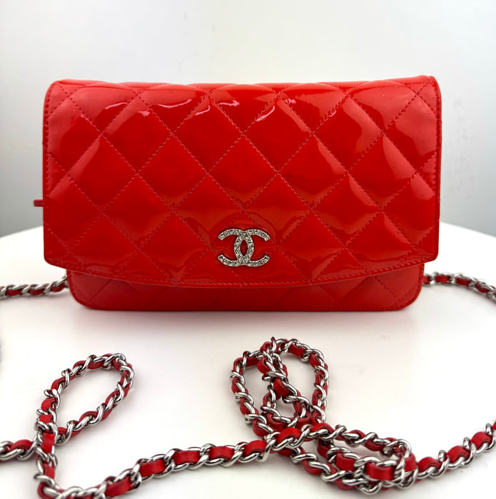 Chanel Classic Wallet on Chain Patent red