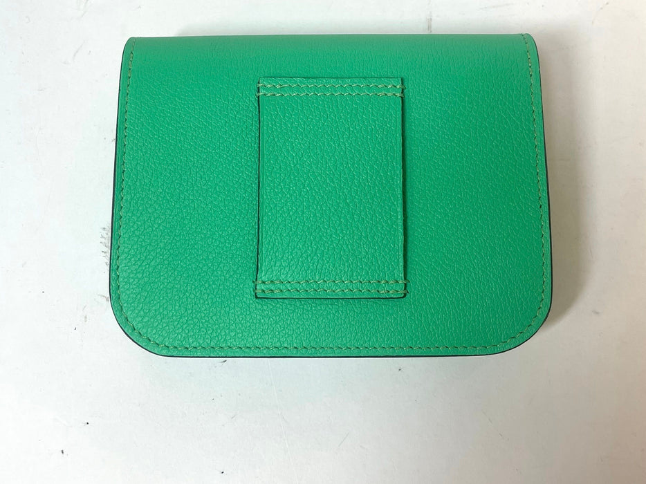 Hermes Bi-Color Constance Slim Wallet Vert Comics Bleu Zellige