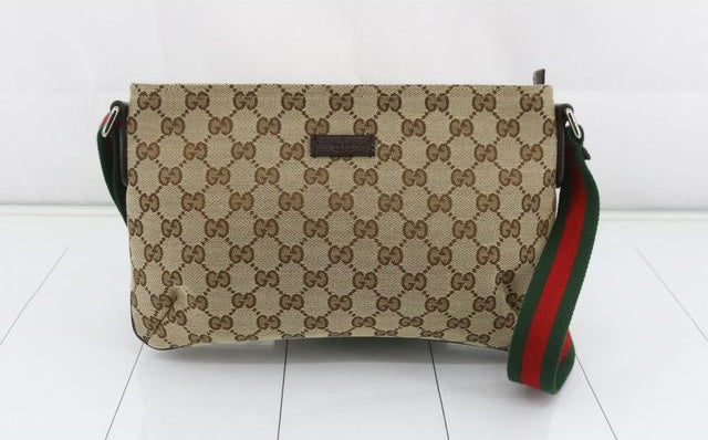 Gucci Web Strap Messenger Bag GG Canvas Small