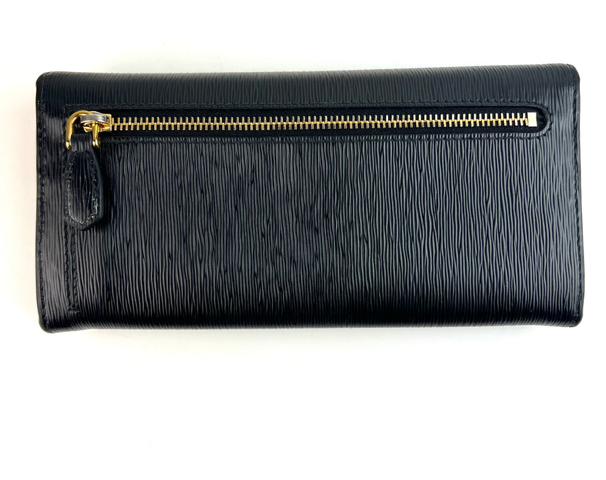 Prada Black Vitello Move Continental Wallet