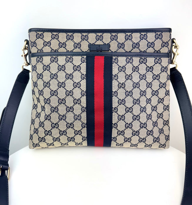 Gucci Front Pocket Web Messenger GG Canvas Small