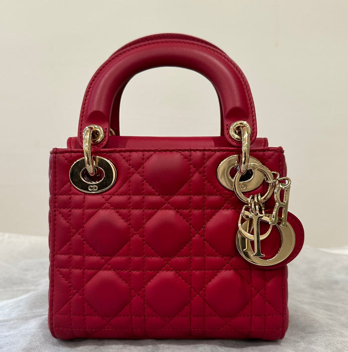 Dior Mini Lady Dior Bag in Lambskin Red