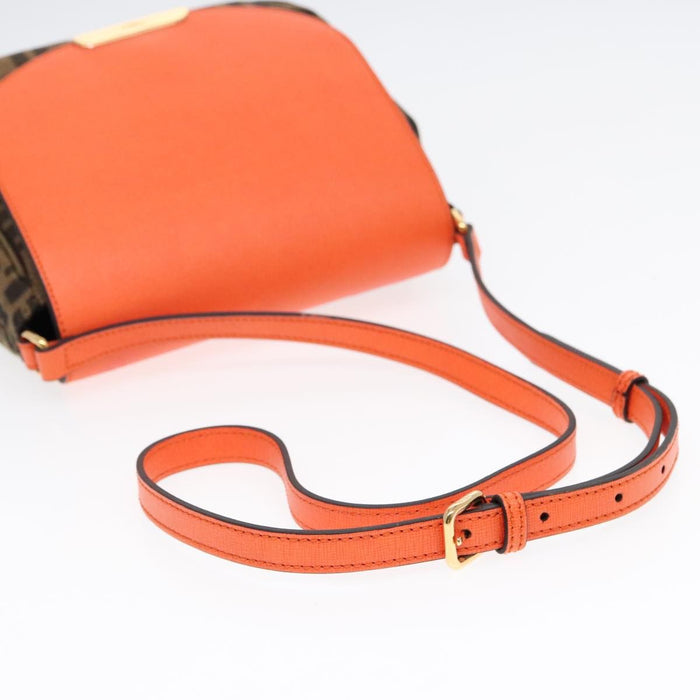 Fendi Zucca Canvas Shoulder Bag Brown Black Orange