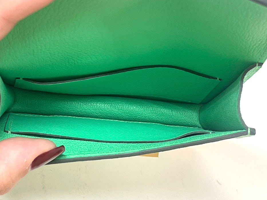 Hermes Bi-Color Constance Slim Wallet Vert Comics Bleu Zellige