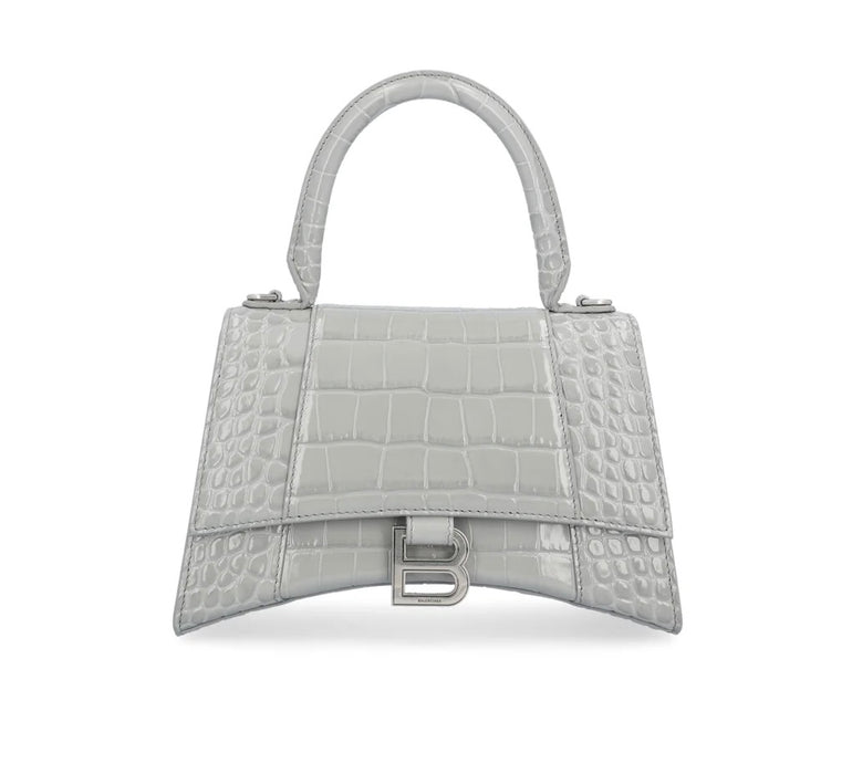 Balenciaga X Small Hourglass Bag Grey Croc Embossed