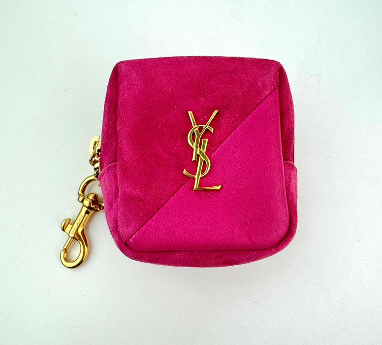 Saint Laurent Ysl Jaime Charm Logo Key Pouch Hot Pink