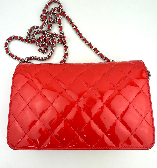 Chanel Classic Wallet on Chain Patent red