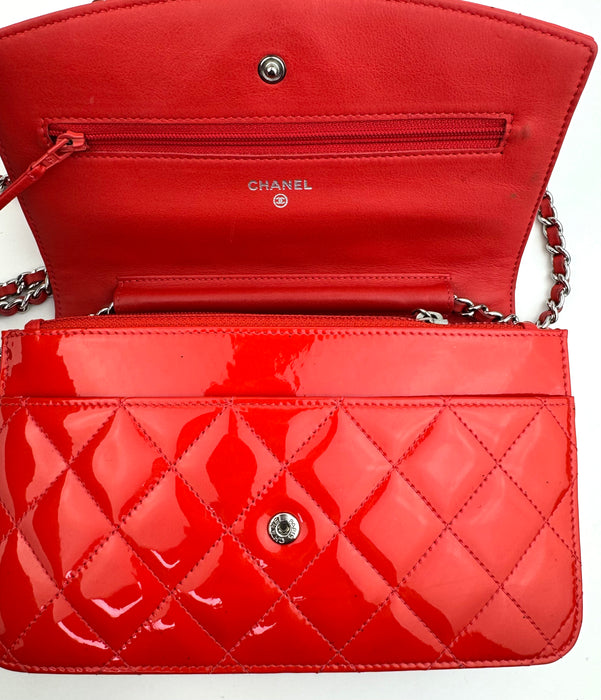 Chanel Classic Wallet on Chain Patent red