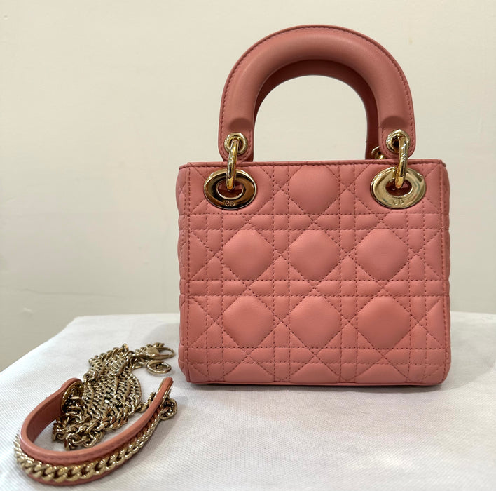 Dior Mini Lady Dior Bag in Lambskin Pink