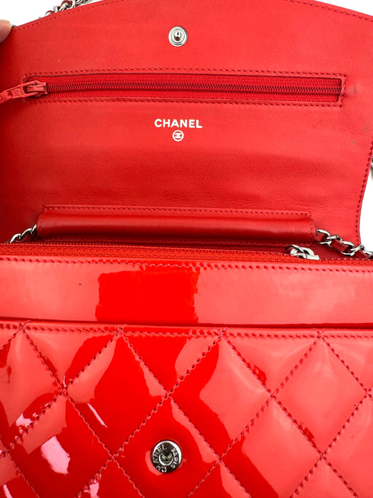 Chanel Classic Wallet on Chain Patent red