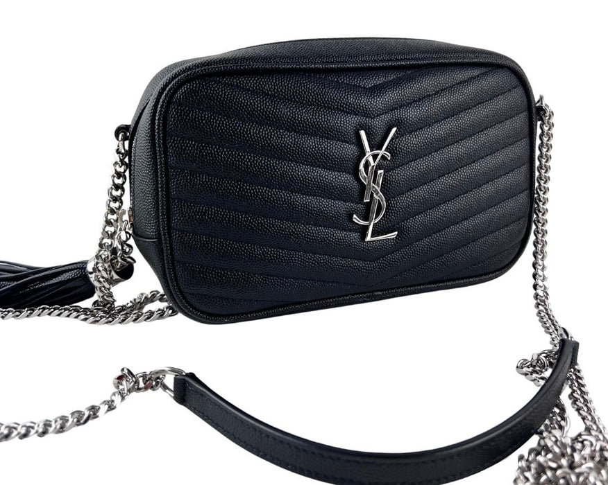 Saint Laurent Mini Lou Bag in Quilted Grain de Poudre Embossed Leather