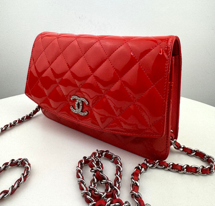 Chanel Classic Wallet on Chain Patent red