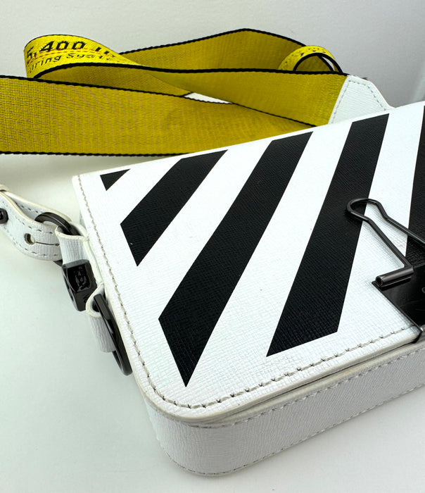 Off White Mini Binder Clip Leather Crossbody bag