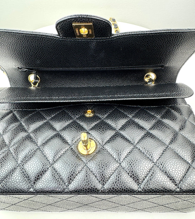 Chanel Medium Classic Handbag in Black Grained Calfskin and Gold-Tone Metal