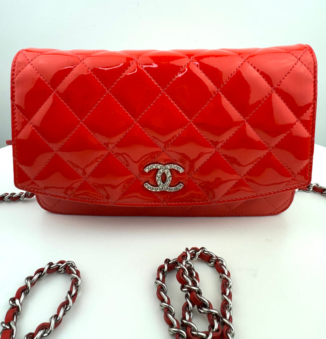 Chanel Classic Wallet on Chain Patent red