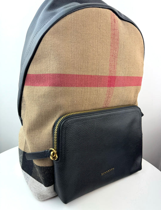 Burberry Abbeydale Backpack House Check Canvas and Leather Medium