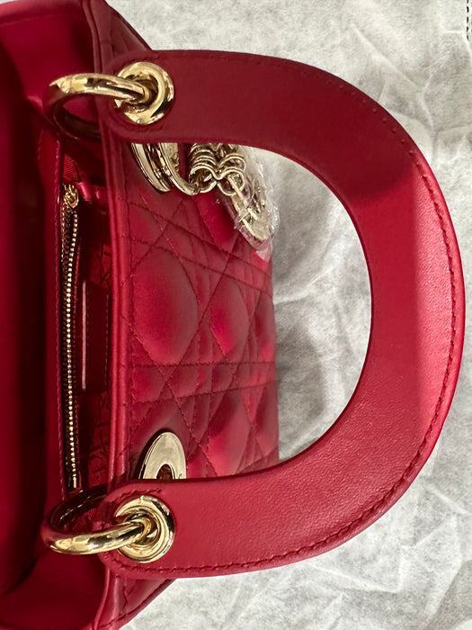 Dior Mini Lady Dior Bag in Lambskin Red