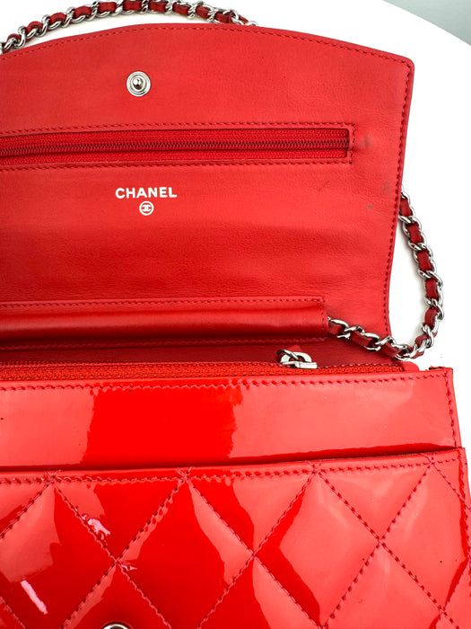 Chanel Classic Wallet on Chain Patent red