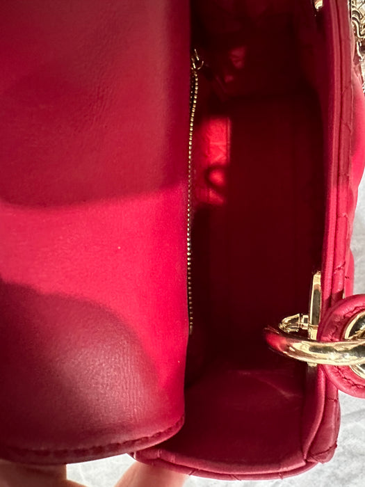 Dior Mini Lady Dior Bag in Lambskin Red