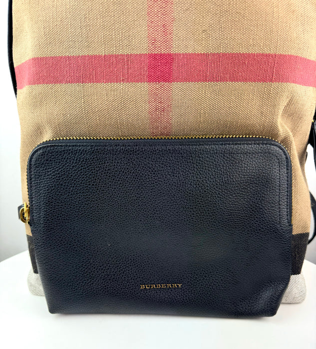 Burberry Abbeydale Backpack House Check Canvas and Leather Medium