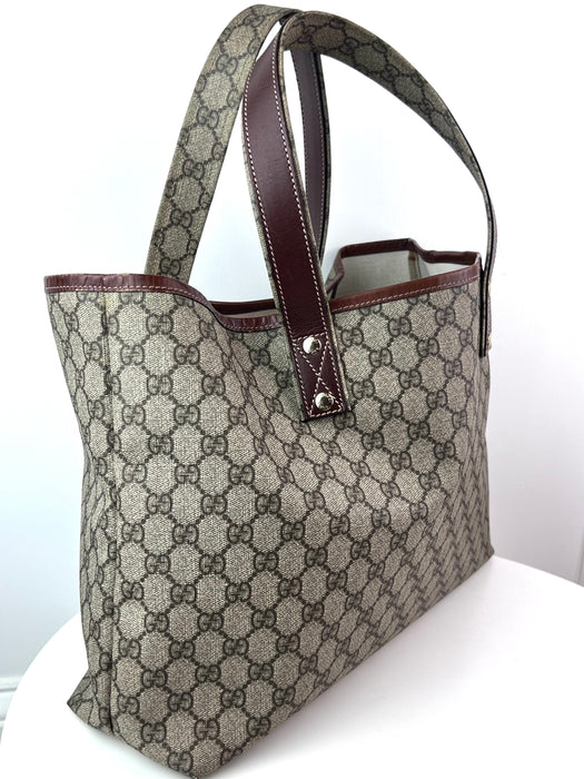 Gucci GG Plus Monogram Medium Signature Web Loop Tote Brown