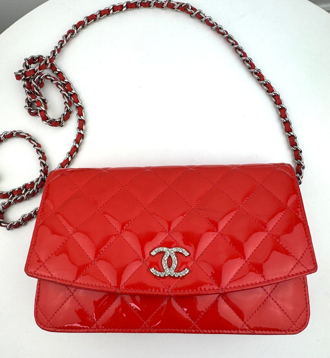 Chanel Classic Wallet on Chain Patent red