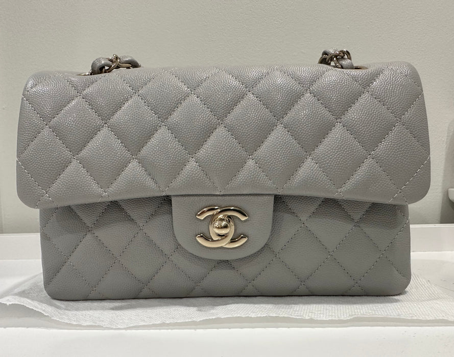 Chanel Classic Small Double Flap Quilted Bag Dove Grey