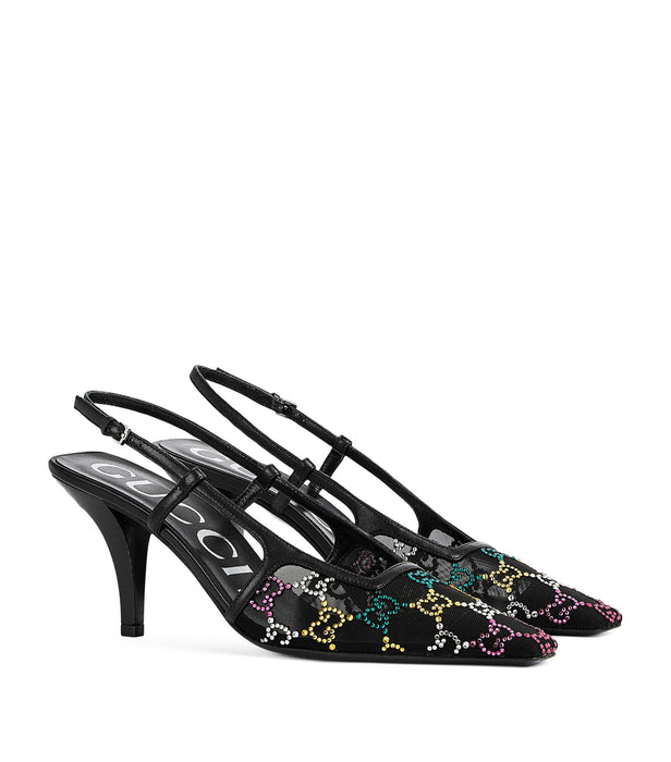 Gucci Mesh GG Embellished Heels