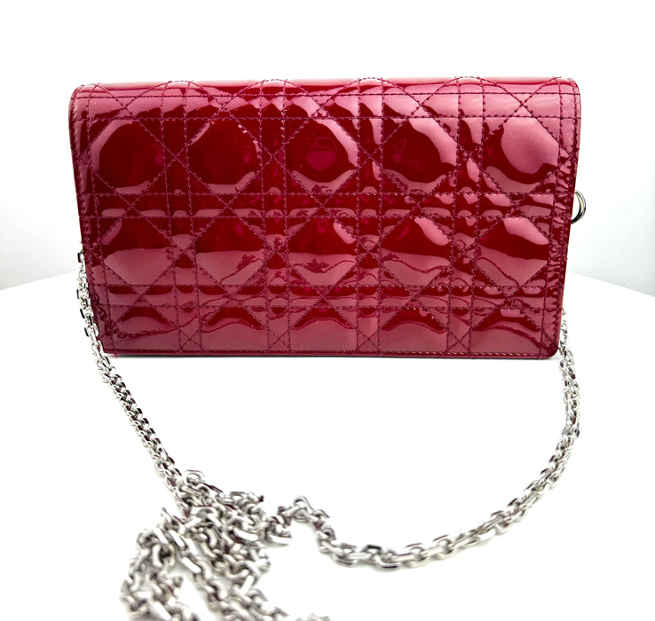 Dior Lady Dior Cherry Red Patent Chain Bag