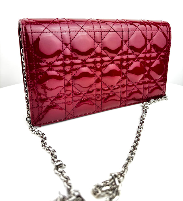 Dior Lady Dior Cherry Red Patent Chain Bag