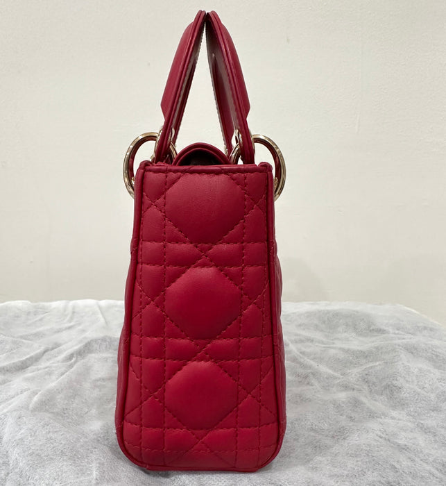 Dior Mini Lady Dior Bag in Lambskin Red