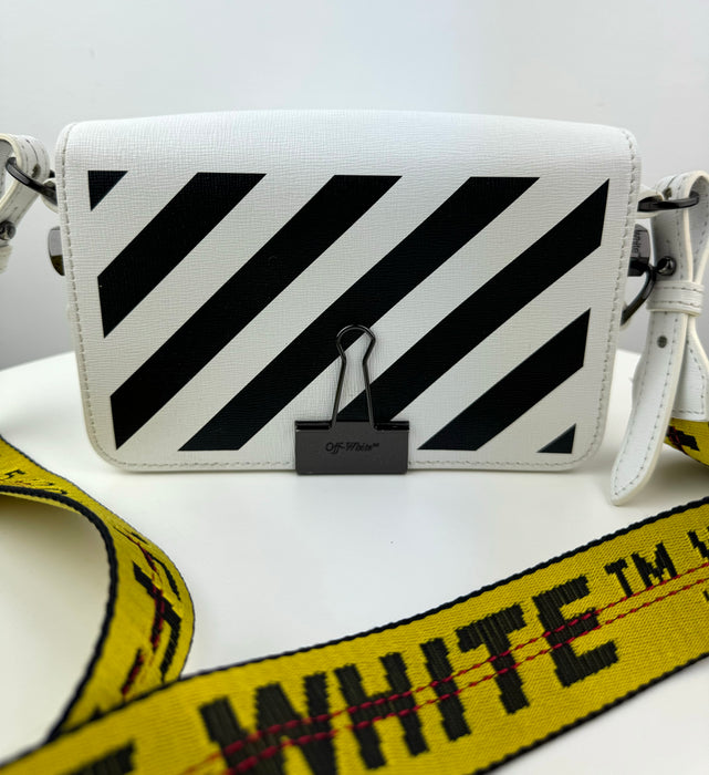 Off White Mini Binder Clip Leather Crossbody bag