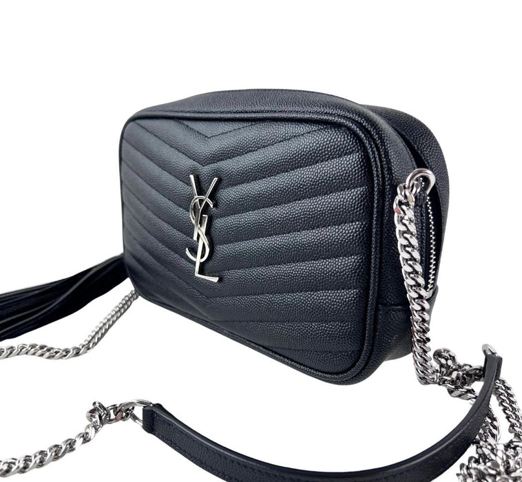 Saint Laurent Mini Lou Bag in Quilted Grain de Poudre Embossed Leather