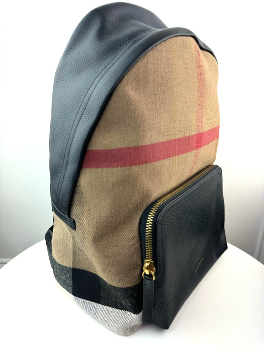 Burberry Abbeydale Backpack House Check Canvas and Leather Medium