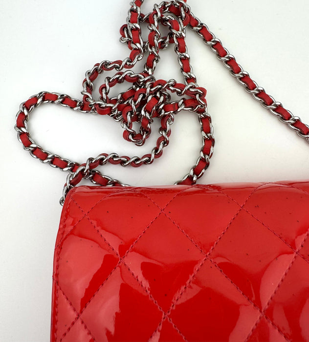 Chanel Classic Wallet on Chain Patent red