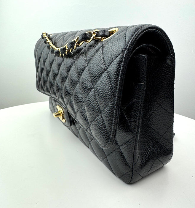 Chanel Medium Classic Handbag in Black Grained Calfskin and Gold-Tone Metal