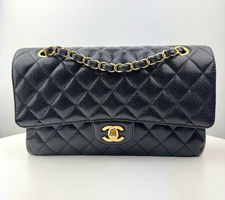 Chanel Medium Classic Handbag in Black Grained Calfskin and Gold-Tone Metal