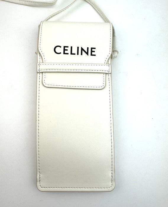 Celine Phone Pouch With flap White