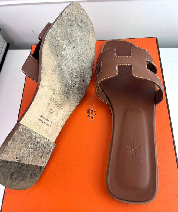 Hermes Oran Sandal in Brown