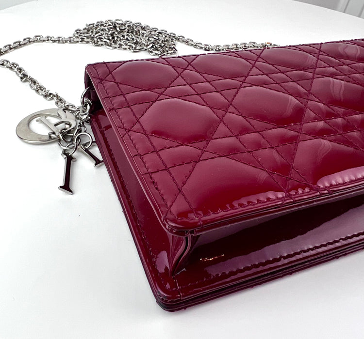 Dior Lady Dior Cherry Red Patent Chain Bag