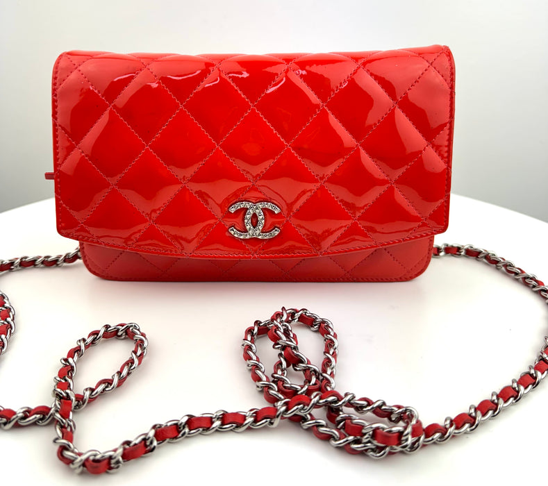 Chanel Classic Wallet on Chain Patent red