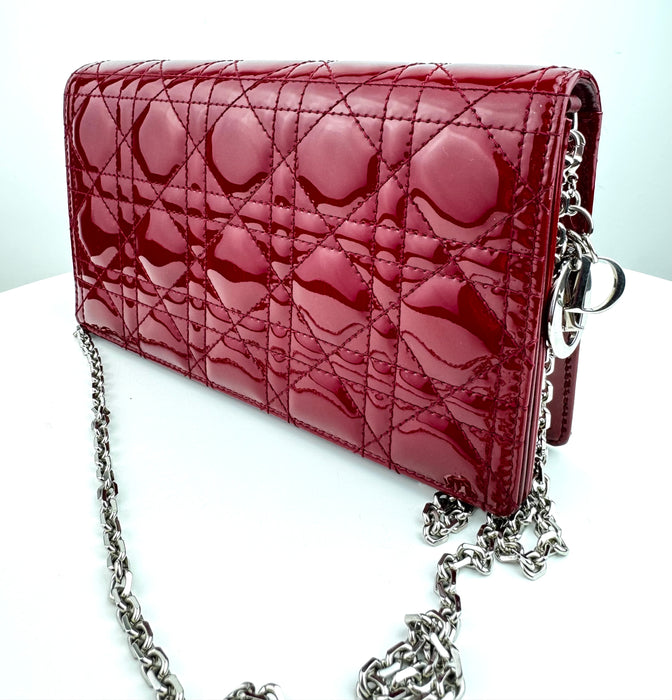 Dior Lady Dior Cherry Red Patent Chain Bag