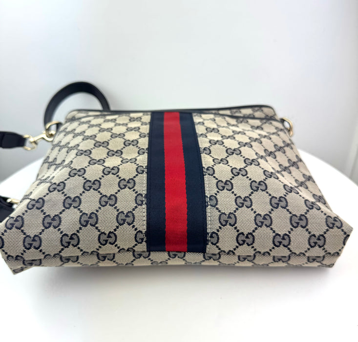 Gucci Front Pocket Web Messenger GG Canvas Small