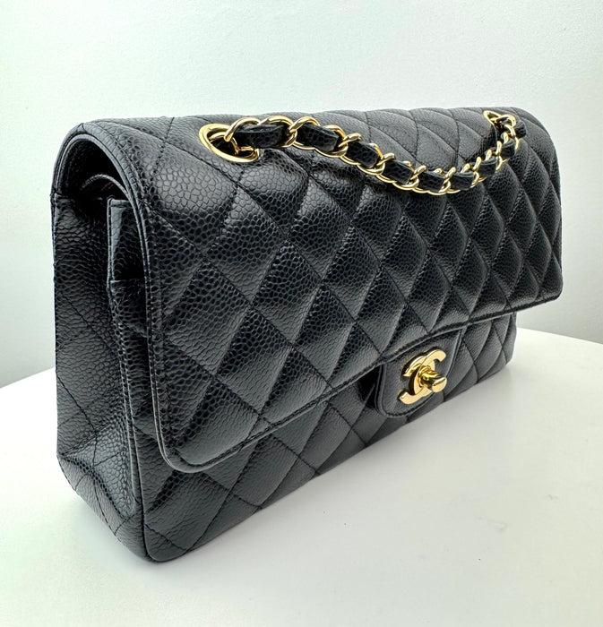 Chanel Medium Classic Handbag in Black Grained Calfskin and Gold-Tone Metal