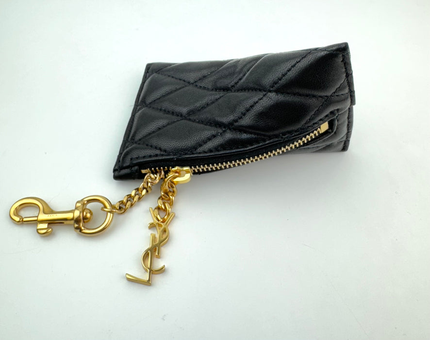 Saint Laurent Berlingo Charm Quilted Textured-leather Wallet