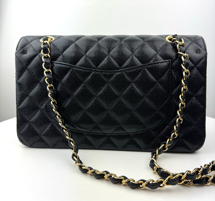 Chanel Medium Classic Handbag in Black Grained Calfskin and Gold-Tone Metal